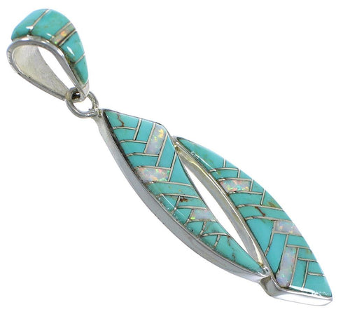Southwestern Authentic Sterling Silver Turquoise Opal Pendant AX48837
