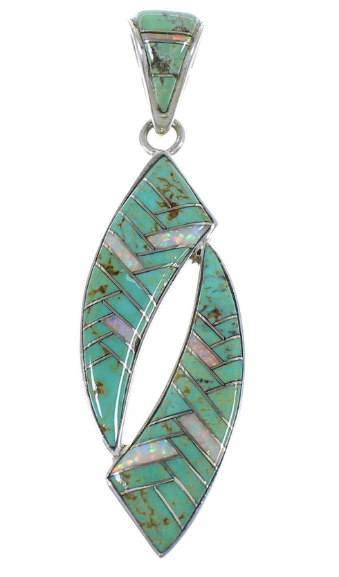 Southwest Silver Turquoise And Opal Pendant AX48842