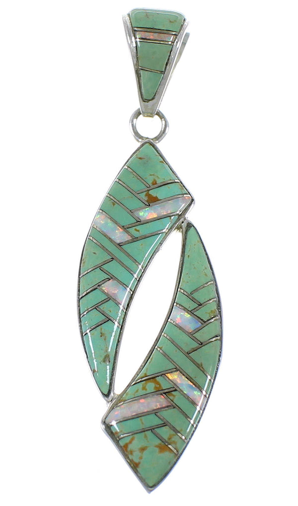 Southwestern Jewelry Silver Turquoise And Opal Pendant AX49010