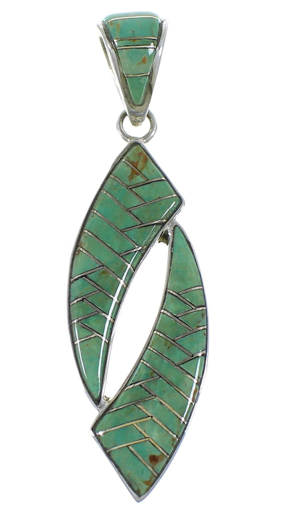 Southwestern Sterling Silver Turquoise Inlay Pendant AX48855