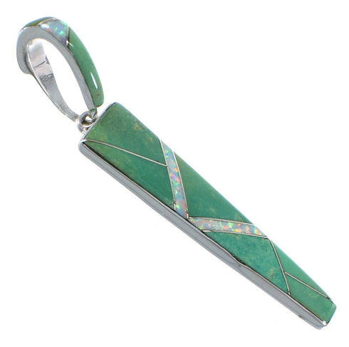 Genuine Sterling Silver Turquoise And Opal Southwest Pendant CX46116