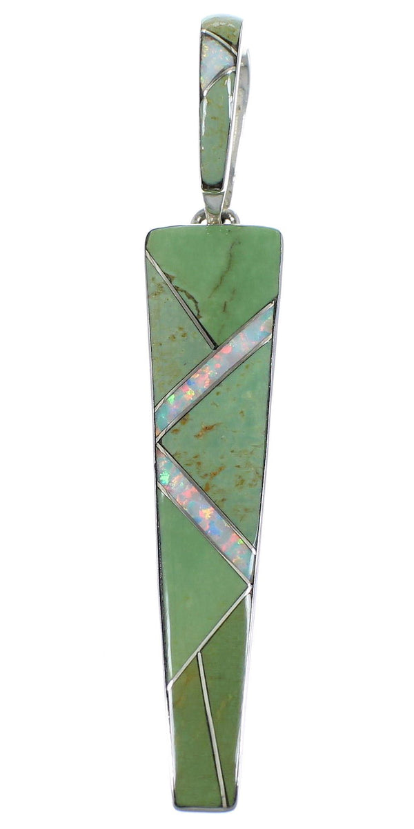 Genuine Sterling Silver Turquoise Opal Southwest Inlay Pendant CX46124