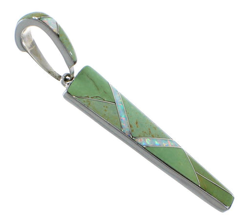 Genuine Sterling Silver Turquoise Opal Southwest Inlay Pendant CX46124