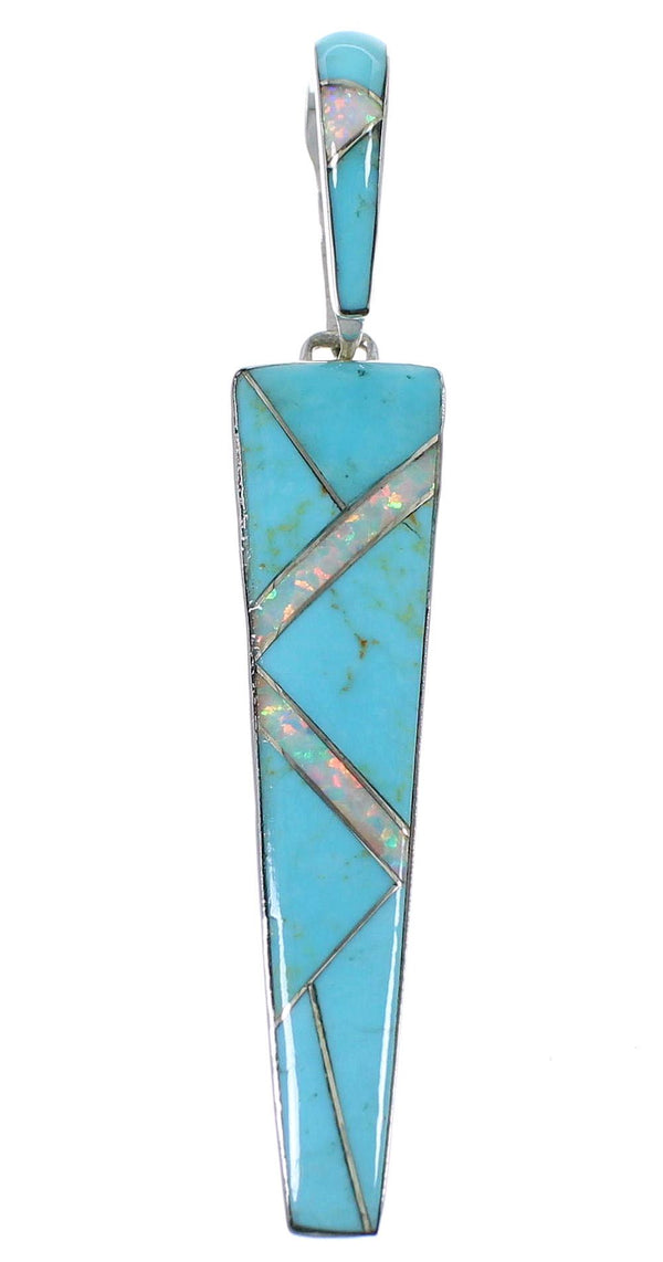Southwest Turquoise Opal Authentic Sterling Silver Pendant CX46125