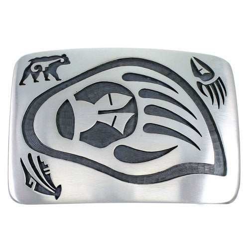 George Phillips Hopi Bear Bear Paw Sterling Silver Belt Buckle EX48116
