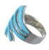 Southwest Turquoise Inlay Silver Ring Jewelry Size 4-3/4 IS60709