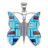 Multicolor Inlay Butterfly Genuine Sterling Silver Pendant AS26792