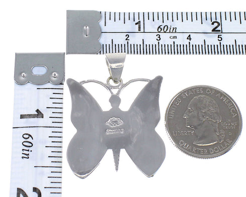 Multicolor Inlay Butterfly Genuine Sterling Silver Pendant AS26792