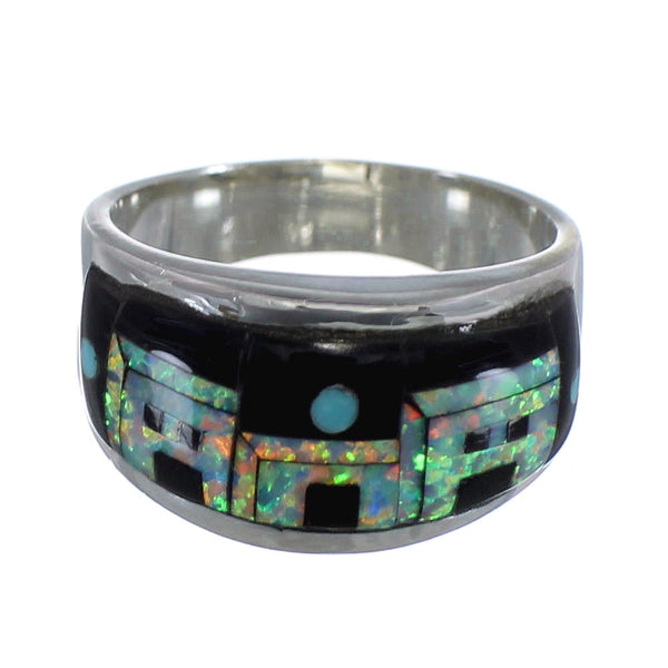 Native American Design Silver Multicolor Ring Size 7-1/2 JW65716