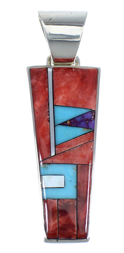 Genuine Sterling Silver Multicolor Inlay Pendant QS57786