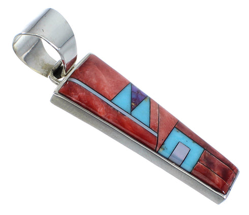 Genuine Sterling Silver Multicolor Inlay Pendant QS57786