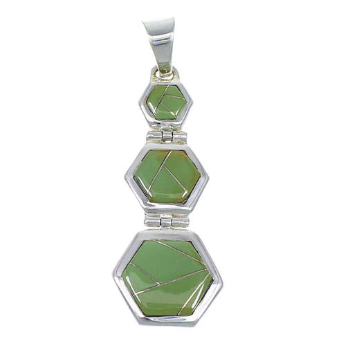 Turquoise Southwest Inlay Sterling Silver Pendant CX47235