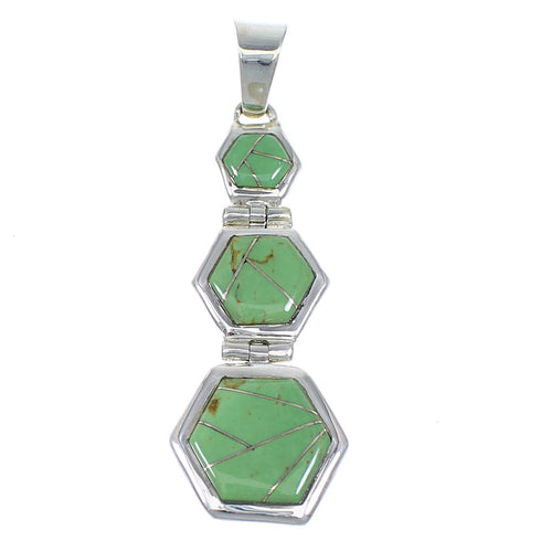 Turquoise Inlay Southwest Sterling Silver Pendant Jewelry CX47239