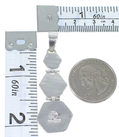 Turquoise And Opal Inlay Southwest Sterling Silver Pendant CX47245