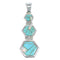 Opal And Turqouise Inlay Southwest Silver Pendant CX47246