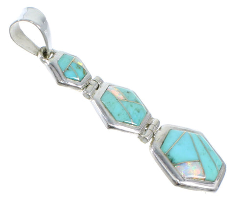 Opal And Turqouise Inlay Southwest Silver Pendant CX47246
