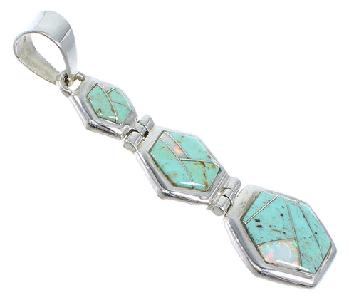 Opal And Turqouise Southwest Silver Jewelry Pendant CX47249