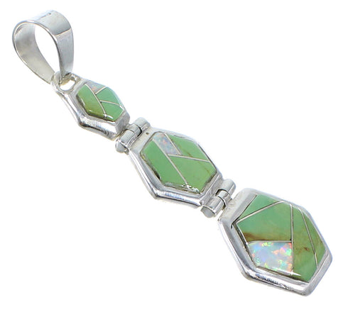 Genuine Sterling Silver Turqouise And Opal Pendant Jewelry CX47264