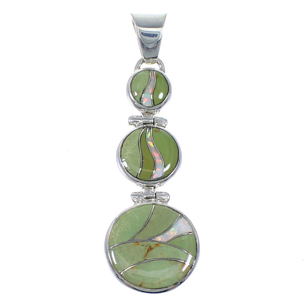 Southwest Sterling Silver Turquoise And Opal Pendant Jewelry CX47265