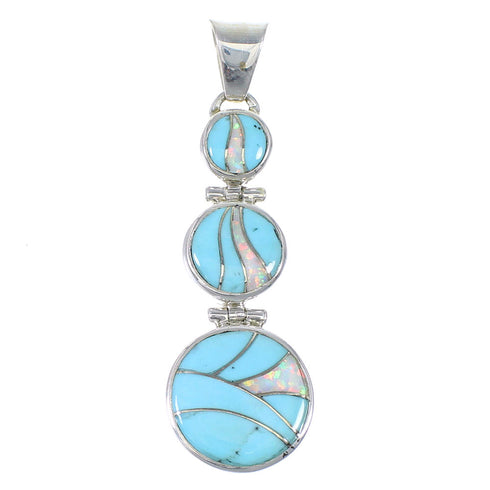 Opal And Turquoise Southwest Sterling Silver Pendant Jewelry CX47311
