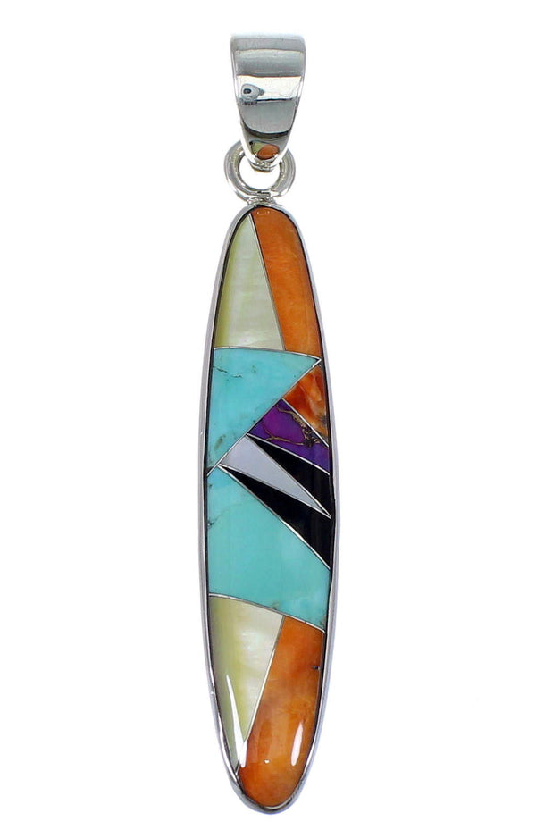 Southwest Multicolor Inlay Sterling Silver Pendant EX48793