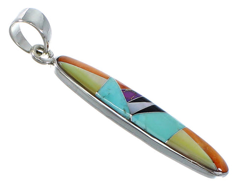Southwest Multicolor Inlay Sterling Silver Pendant EX48793