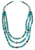 Navajo Indian Silver 3-Strand Multicolor Bead Necklace TX47884