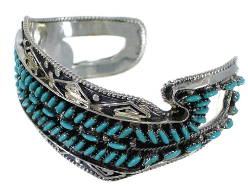 Water Waves Well-Built Sterling Silver Turquoise Cuff Bracelet CX47612