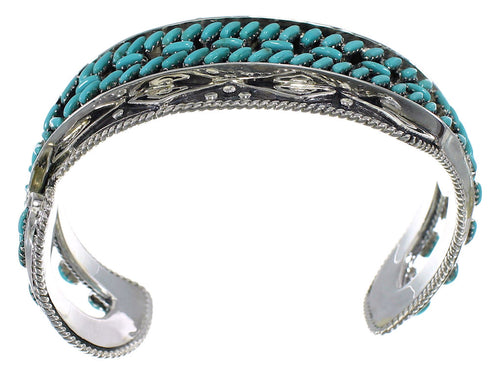 Water Waves Well-Built Sterling Silver Turquoise Cuff Bracelet CX47612
