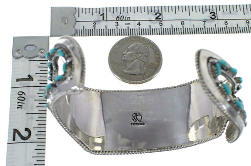 Water Waves Well-Built Sterling Silver Turquoise Cuff Bracelet CX47612