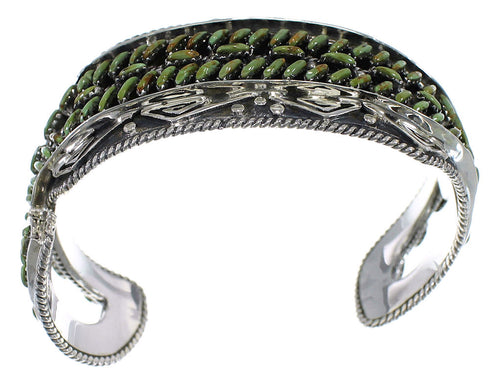 Turquoise Water Waves Well-Built Sterling Silver Cuff Bracelet CX47613