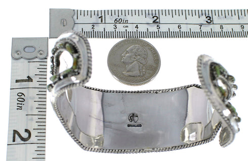 Turquoise Water Waves Well-Built Sterling Silver Cuff Bracelet CX47613