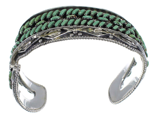 Turquoise Water Waves Sterling Silver Heavy Cuff Bracelet CX47709