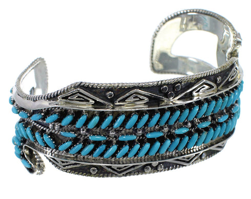 Turquoise Water Waves Sterling Silver Well-Built Cuff Bracelet CX47634