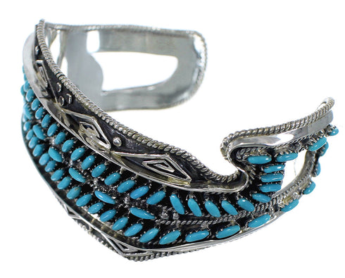 Turquoise Water Waves Sterling Silver Well-Built Cuff Bracelet CX47634
