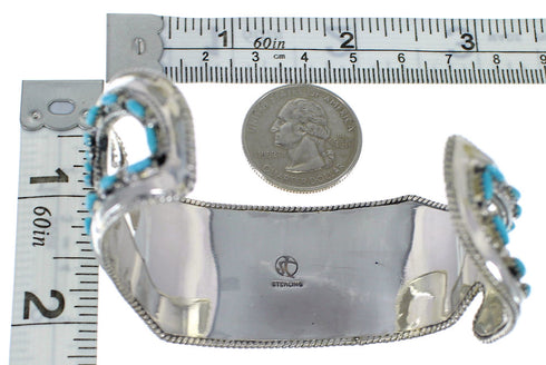 Turquoise Water Waves Sterling Silver Well-Built Cuff Bracelet CX47634