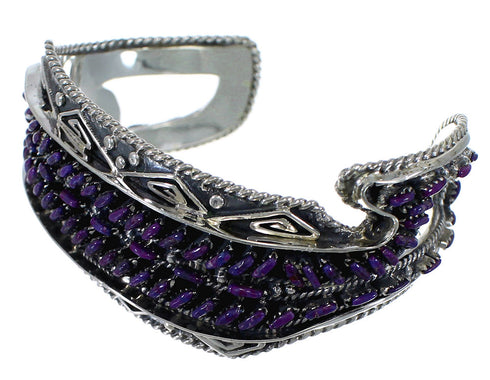 Magenta Turquoise Water Waves Silver Heavy Cuff Bracelet CX47638