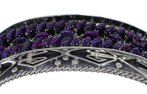 Magenta Turquoise Water Waves Silver Heavy Cuff Bracelet CX47638