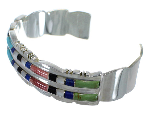 Multicolor Inlay Sterling Silver High Quality Cuff Bracelet CX47671