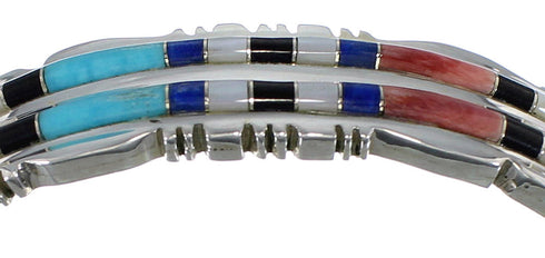 Multicolor Inlay Sterling Silver High Quality Cuff Bracelet CX47671