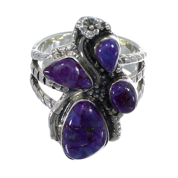 Southwest Sterling Silver Magenta Turquoise Ring Size 6 CX49852