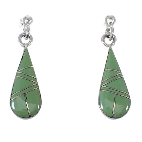 Turquoise Inlay Silver Tear Drop Earrings AX48408