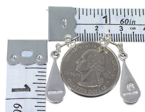 Turquoise Inlay Silver Tear Drop Earrings AX48408