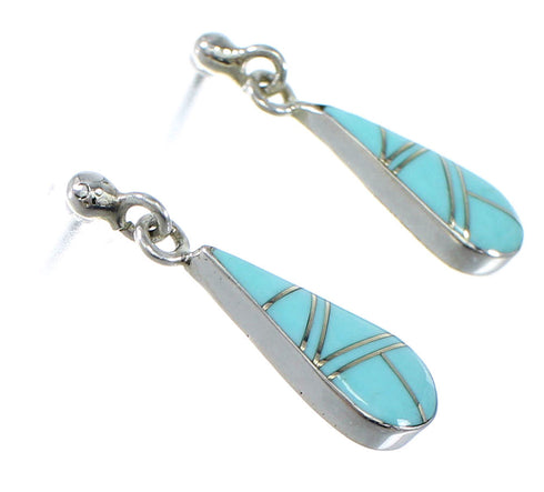 Southwestern Turquoise Silver Tear Drop Earrings AX48412