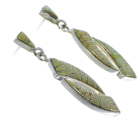 Turquoise Inlay Southwest Sterling Silver Post Dangle Earrings AX48526