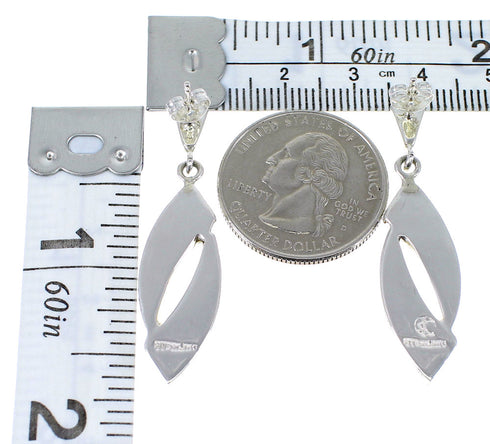 Turquoise Inlay Southwest Sterling Silver Post Dangle Earrings AX48526