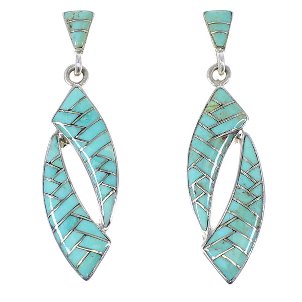 Southwestern Turquoise Sterling Silver Post Dangle Earrings AX48548