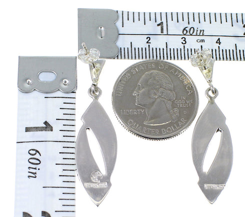 Southwestern Turquoise Sterling Silver Post Dangle Earrings AX48548