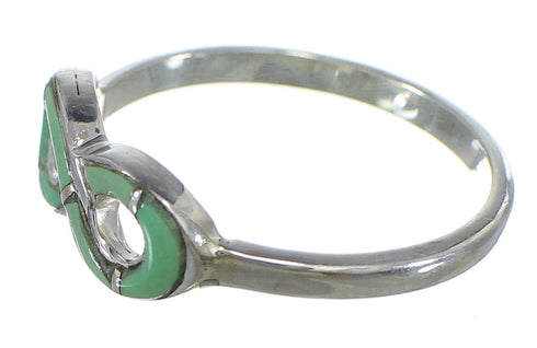 Infinity Southwestern Turquoise Silver Inlay Ring Size 5-1/4 CX47447