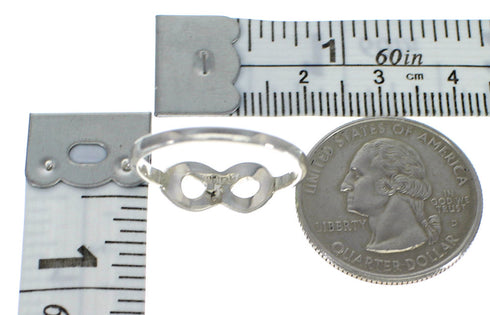 Infinity Southwestern Turquoise Silver Inlay Ring Size 5-1/4 CX47447